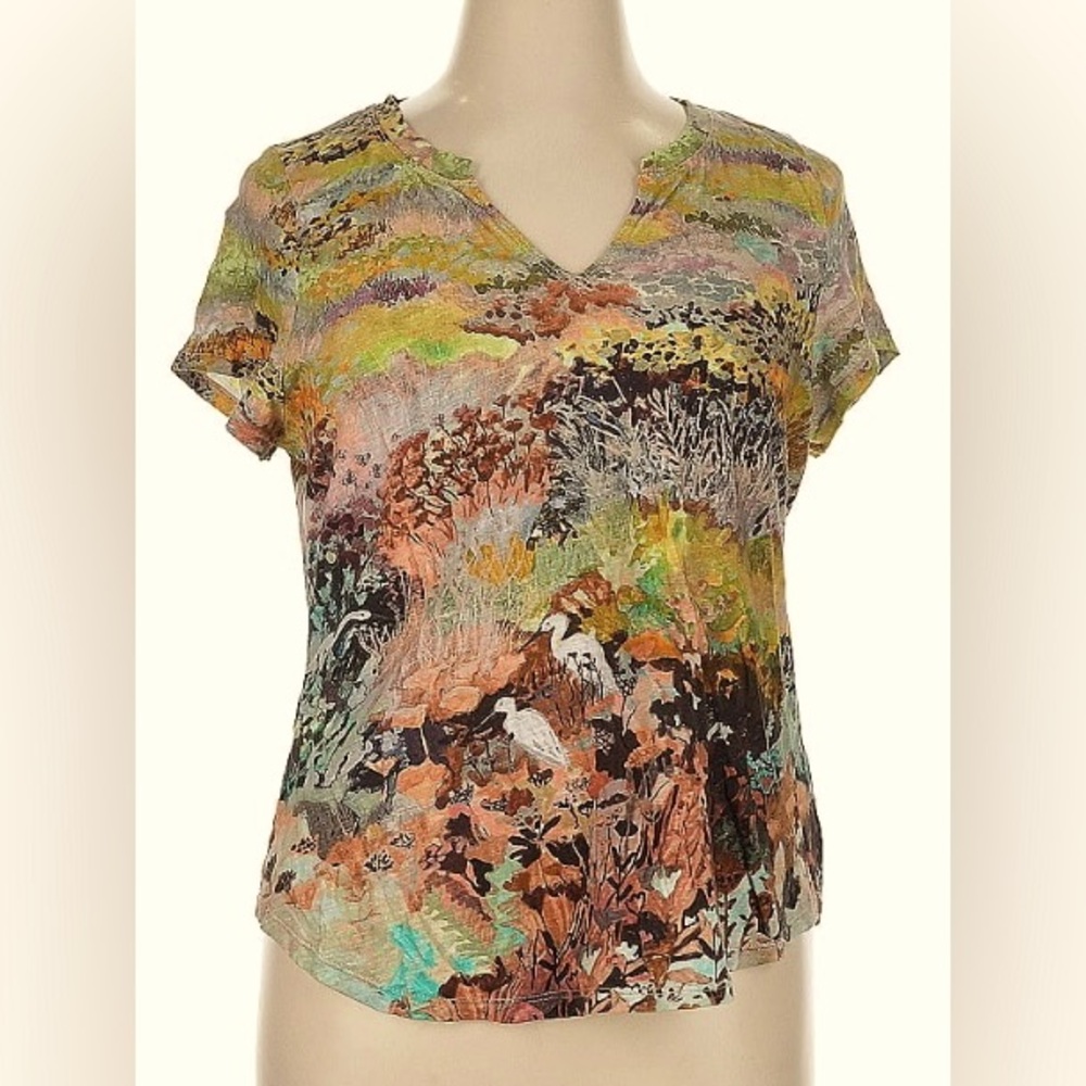 Pilcro Multicolor Abstract Short Sleeve Top